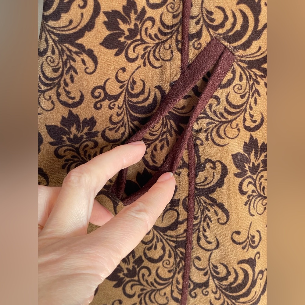 Jacquard Brocade Coat Brown Floral XL - Picture 7 of 14